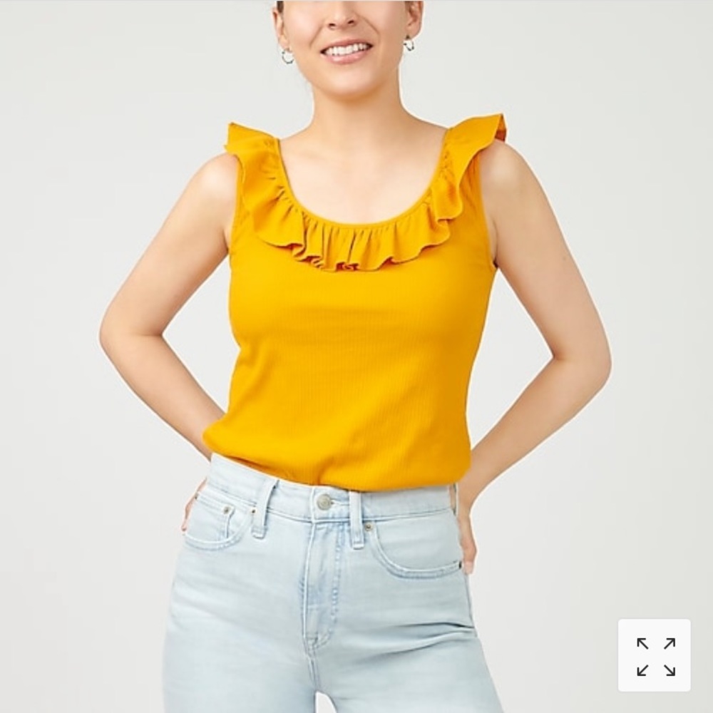 J. Crew ruffle-neck ribbed tank top